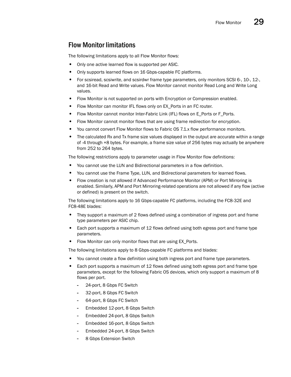 Flow monitor limitations | Brocade Network Advisor SAN User Manual v12.3.0 User Manual | Page 1191 / 1940