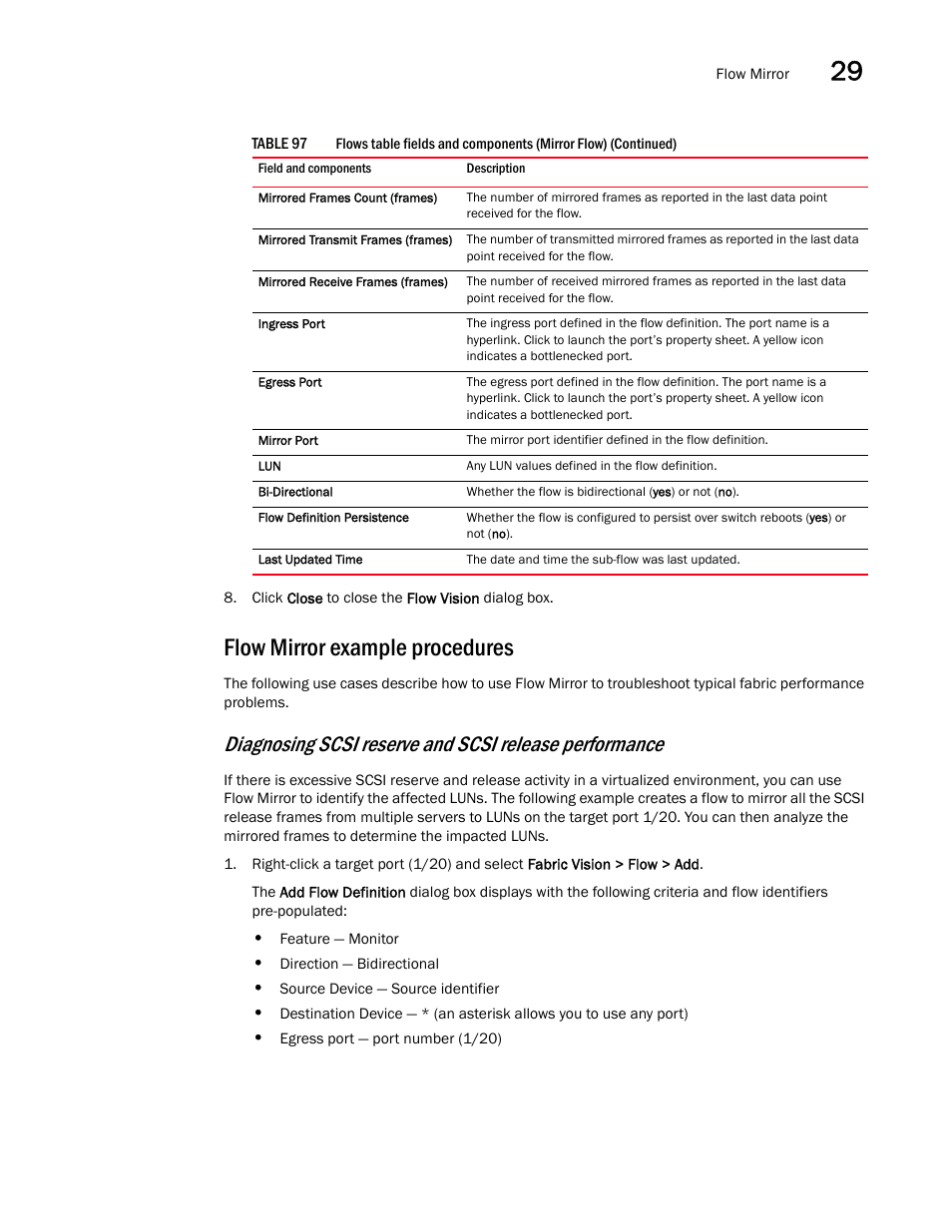 Flow mirror example procedures | Brocade Network Advisor SAN User Manual v12.3.0 User Manual | Page 1249 / 1940