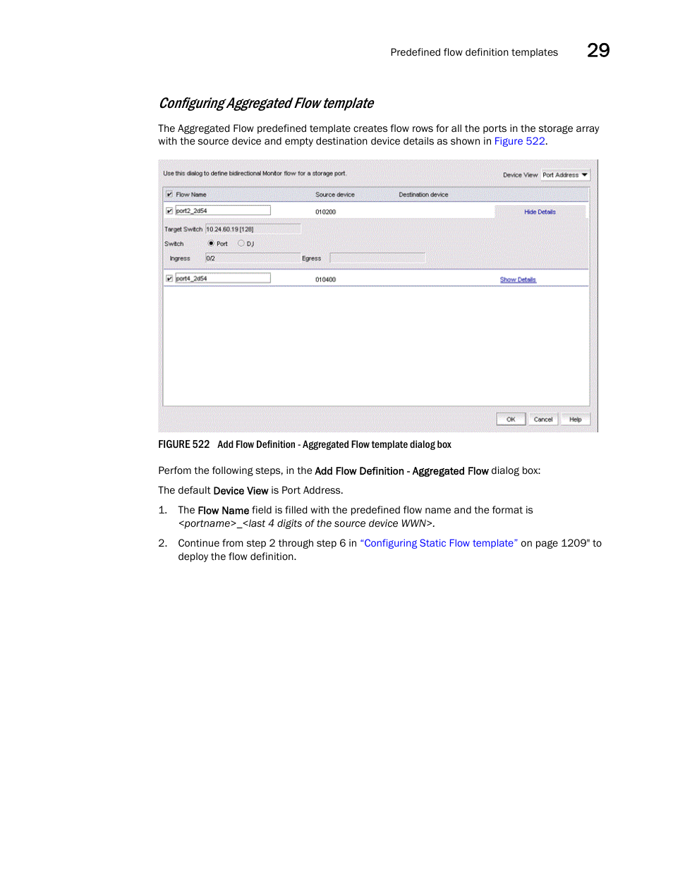 Configuring aggregated flow, Template, Configuring aggregated flow template | Brocade Network Advisor SAN User Manual v12.3.0 User Manual | Page 1263 / 1940