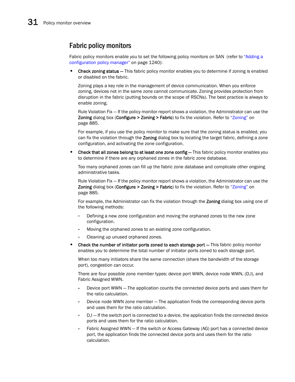 Fabric policy monitors | Brocade Network Advisor SAN User Manual v12.3.0 User Manual | Page 1284 / 1940