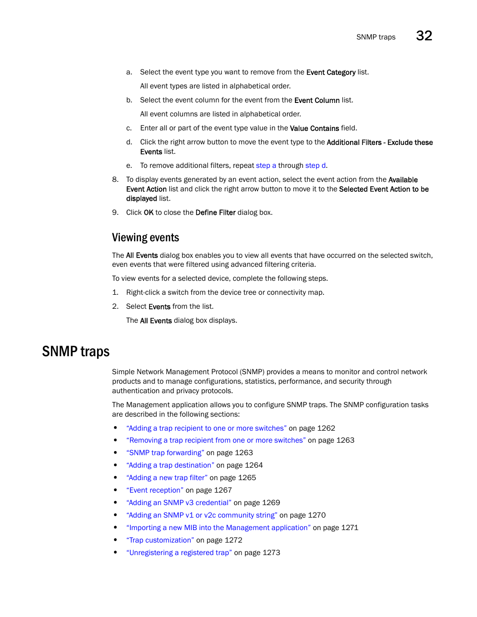 Viewing events, Snmp traps, Snmp traps 1 | Brocade Network Advisor SAN User Manual v12.3.0 User Manual | Page 1313 / 1940