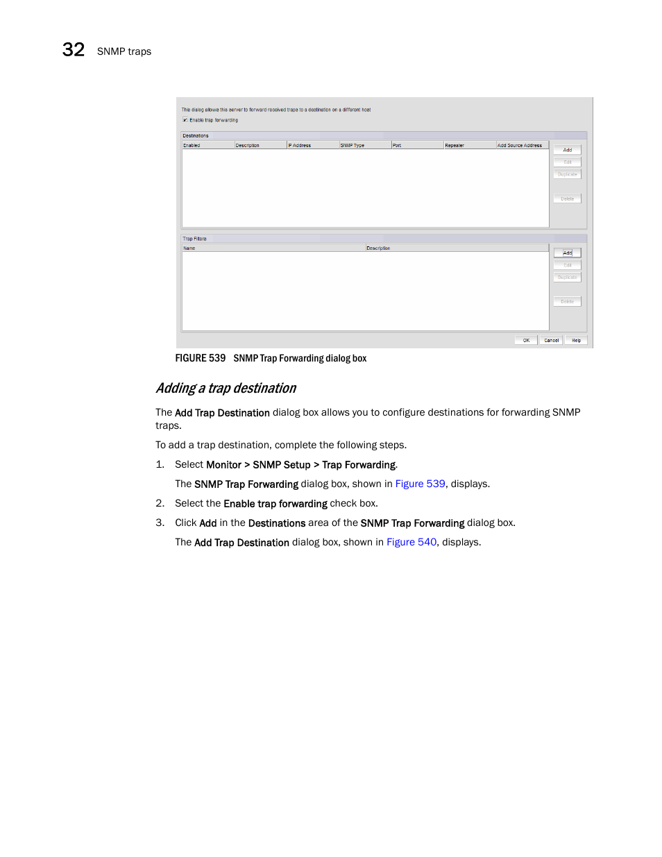 Adding a trap destination | Brocade Network Advisor SAN User Manual v12.3.0 User Manual | Page 1316 / 1940