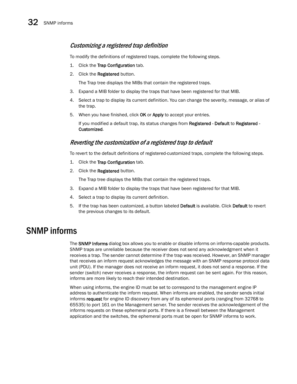 Snmp informs, Snmp informs 4, Customizing a registered trap definition | Brocade Network Advisor SAN User Manual v12.3.0 User Manual | Page 1326 / 1940