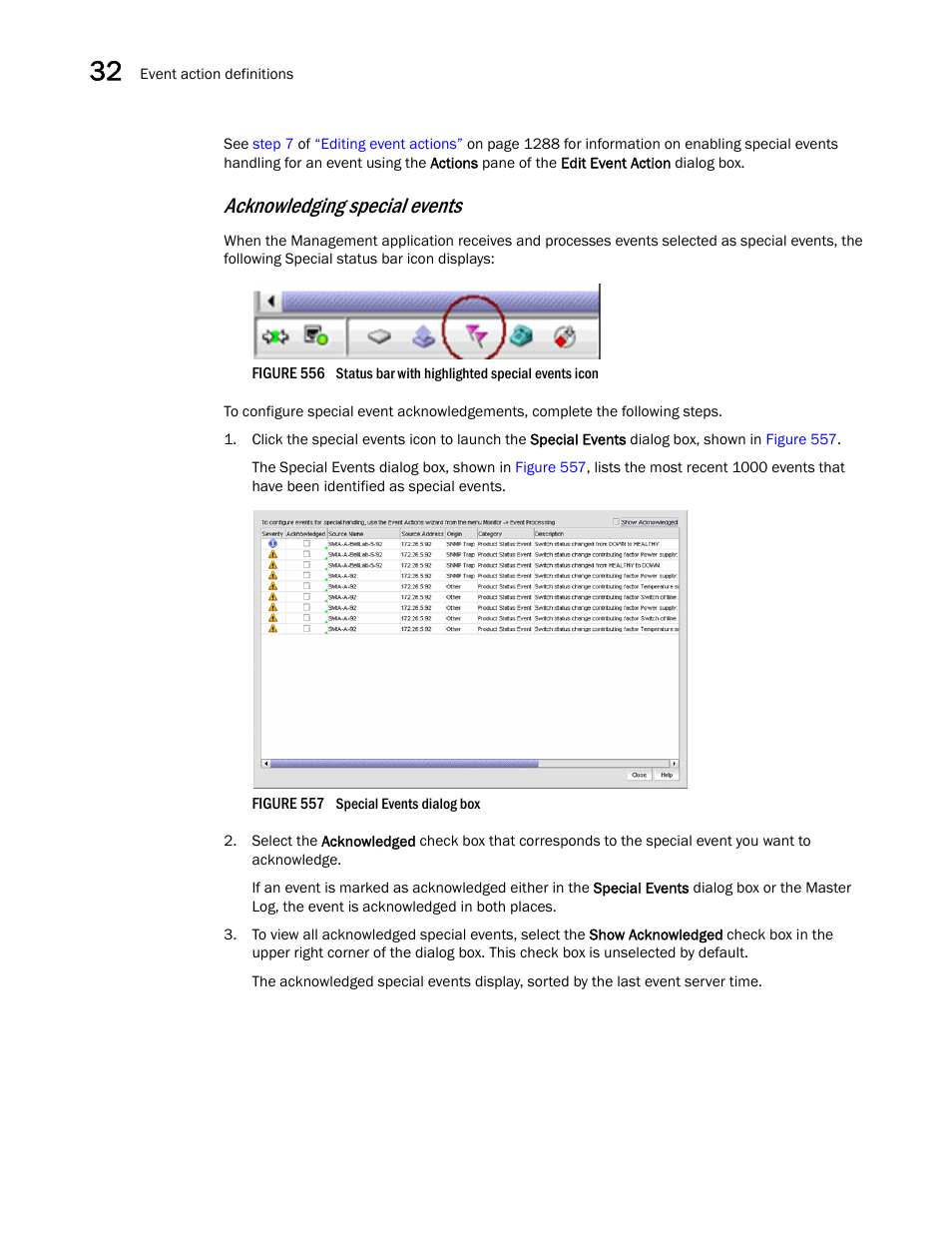 Acknowledging special events | Brocade Network Advisor SAN User Manual v12.3.0 User Manual | Page 1342 / 1940