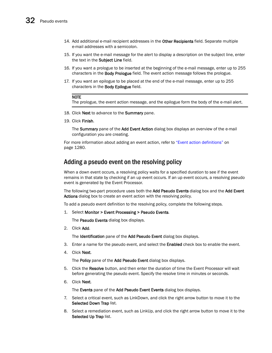 Adding a pseudo event on the resolving policy | Brocade Network Advisor SAN User Manual v12.3.0 User Manual | Page 1354 / 1940