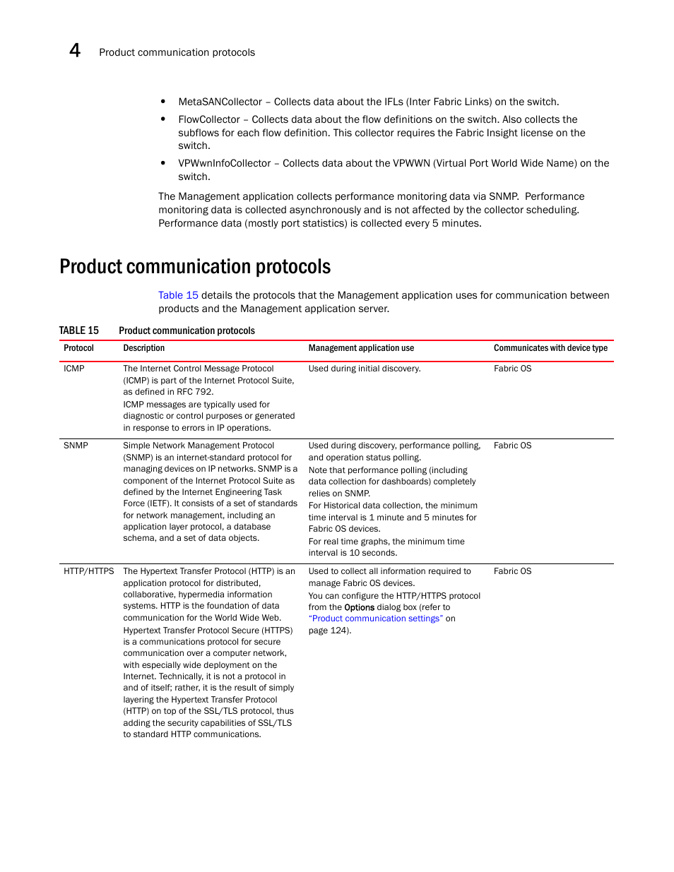 Product communication protocols | Brocade Network Advisor SAN User Manual v12.3.0 User Manual | Page 136 / 1940