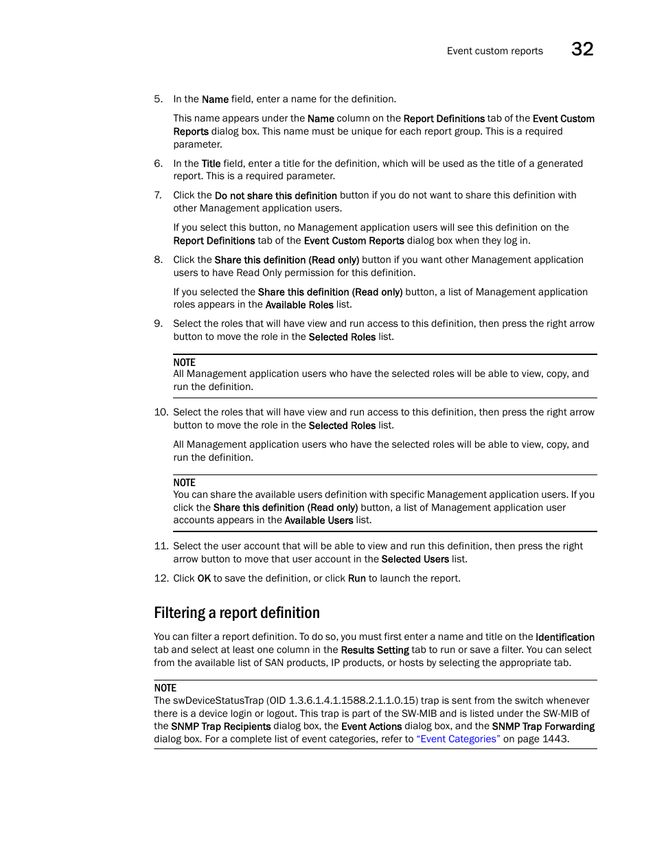 Filtering a report definition | Brocade Network Advisor SAN User Manual v12.3.0 User Manual | Page 1361 / 1940