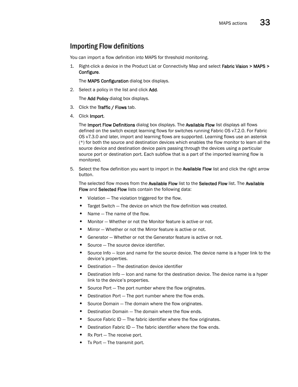 Importing flow definitions | Brocade Network Advisor SAN User Manual v12.3.0 User Manual | Page 1409 / 1940