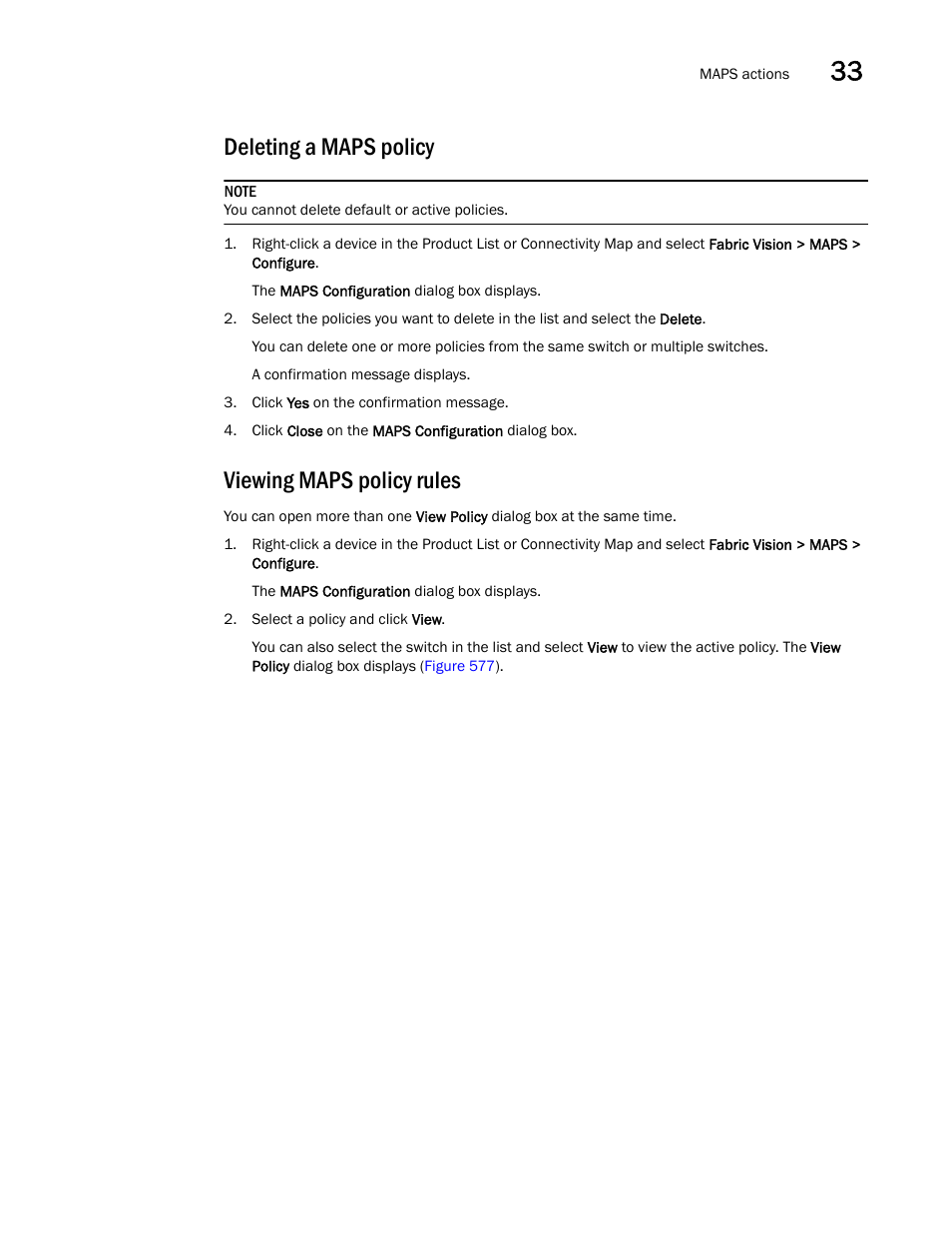 Deleting a maps policy, Viewing maps policy rules | Brocade Network Advisor SAN User Manual v12.3.0 User Manual | Page 1413 / 1940