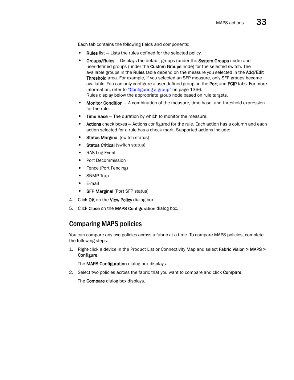 Comparing maps policies | Brocade Network Advisor SAN User Manual v12.3.0 User Manual | Page 1415 / 1940