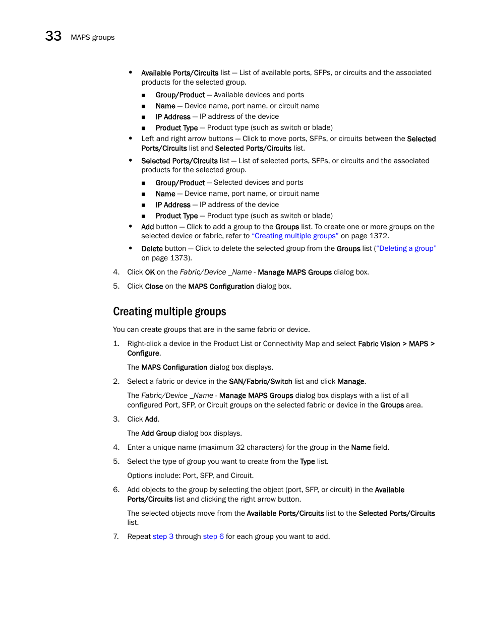 Creating multiple groups | Brocade Network Advisor SAN User Manual v12.3.0 User Manual | Page 1424 / 1940