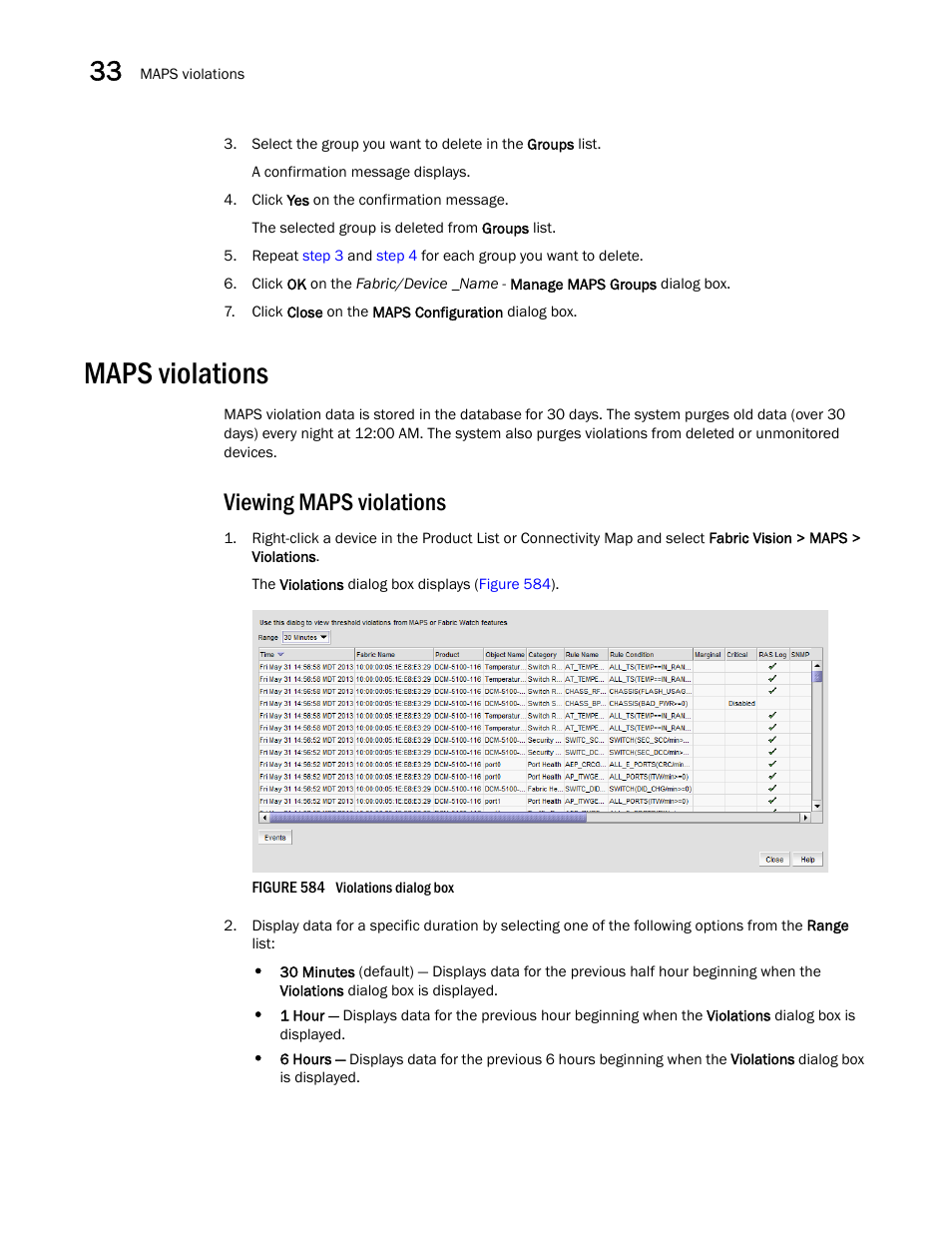 Maps violations, Viewing maps violations, Maps violations 4 | Brocade Network Advisor SAN User Manual v12.3.0 User Manual | Page 1426 / 1940