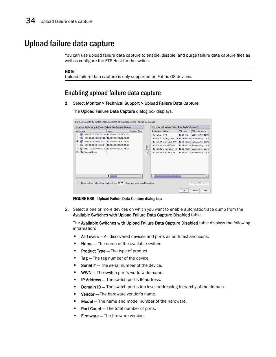 Upload failure data capture, Enabling upload failure data capture, Enabling upload failure data capture 2 | Enabling upload failure, Data capture | Brocade Network Advisor SAN User Manual v12.3.0 User Manual | Page 1444 / 1940