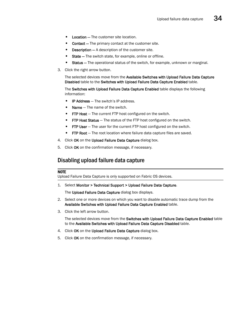 Disabling upload failure data capture | Brocade Network Advisor SAN User Manual v12.3.0 User Manual | Page 1445 / 1940