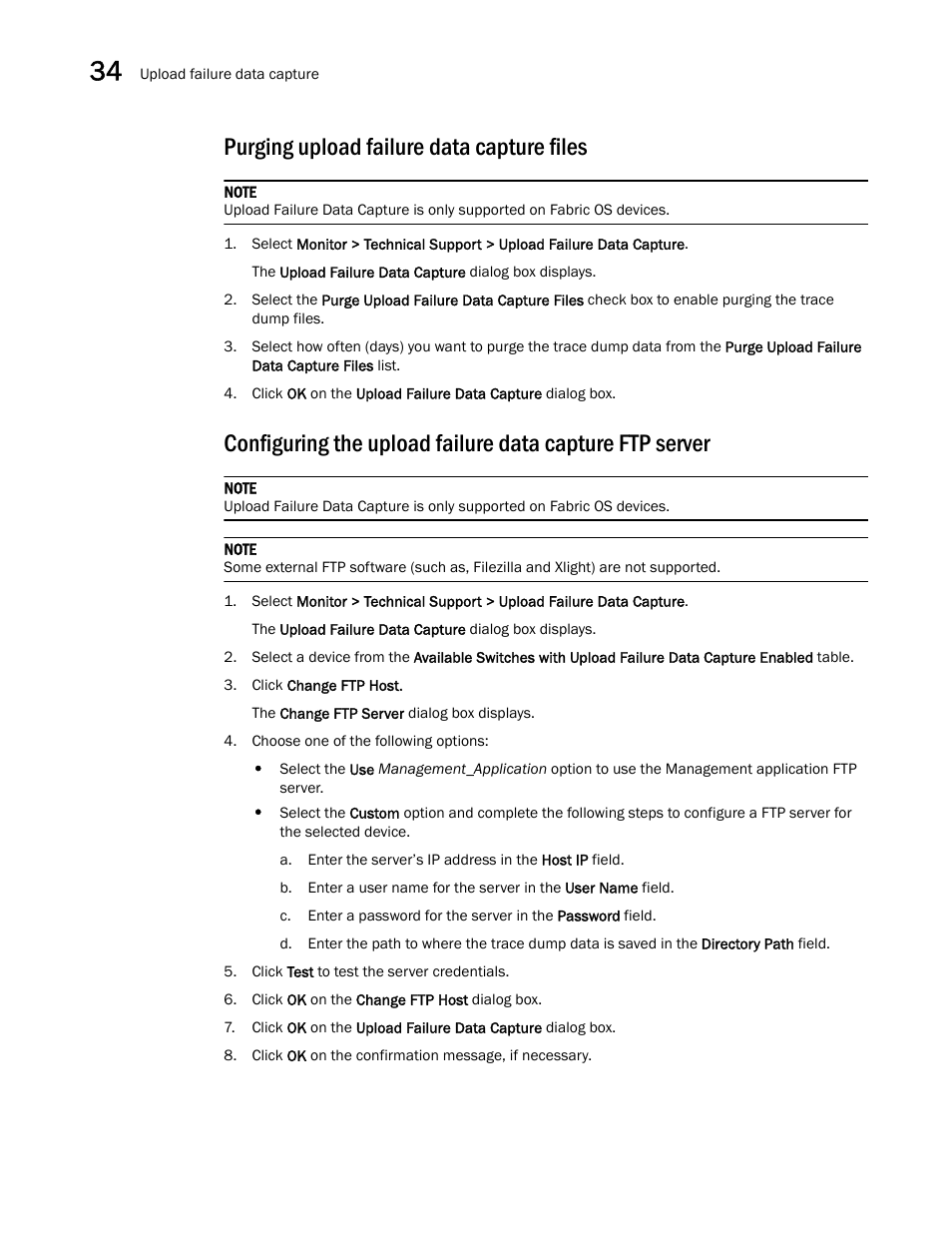 Purging upload failure data capture files | Brocade Network Advisor SAN User Manual v12.3.0 User Manual | Page 1446 / 1940