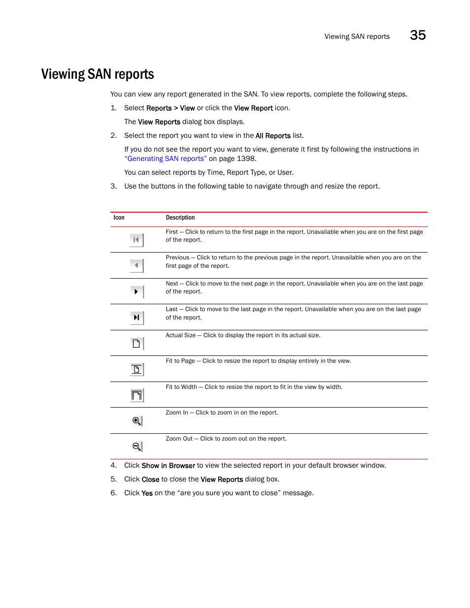 Viewing san reports, Viewing san reports 9 | Brocade Network Advisor SAN User Manual v12.3.0 User Manual | Page 1451 / 1940