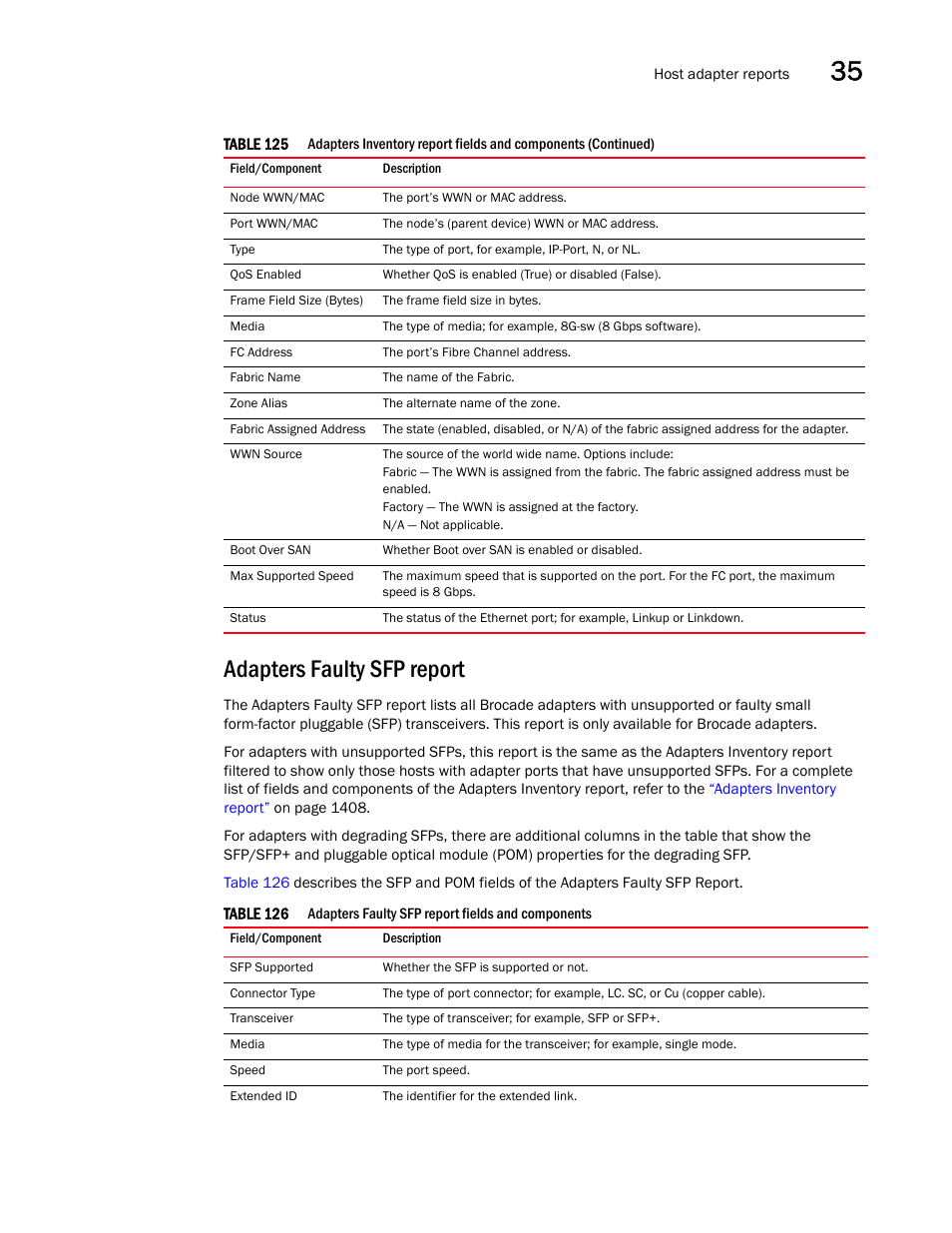 Adapters faulty sfp report | Brocade Network Advisor SAN User Manual v12.3.0 User Manual | Page 1461 / 1940