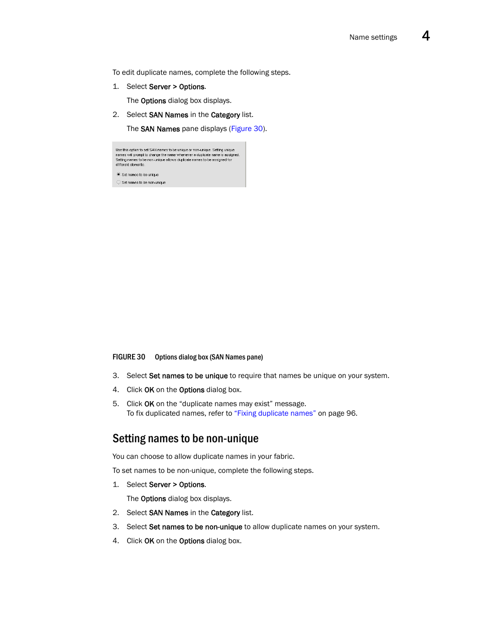 Setting names to be non-unique | Brocade Network Advisor SAN User Manual v12.3.0 User Manual | Page 147 / 1940