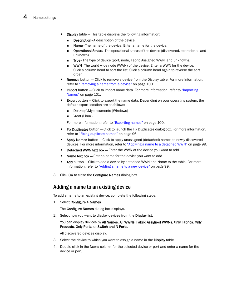 Adding a name to an existing device | Brocade Network Advisor SAN User Manual v12.3.0 User Manual | Page 150 / 1940