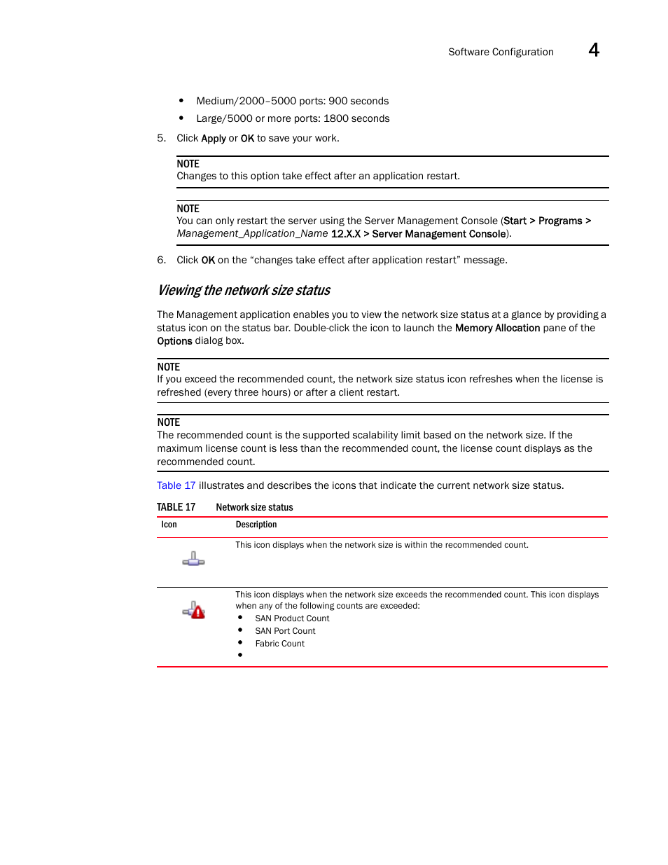 Viewing the network size status | Brocade Network Advisor SAN User Manual v12.3.0 User Manual | Page 175 / 1940