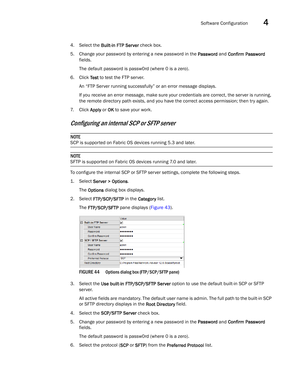 Configuring an internal scp or sftp server | Brocade Network Advisor SAN User Manual v12.3.0 User Manual | Page 179 / 1940