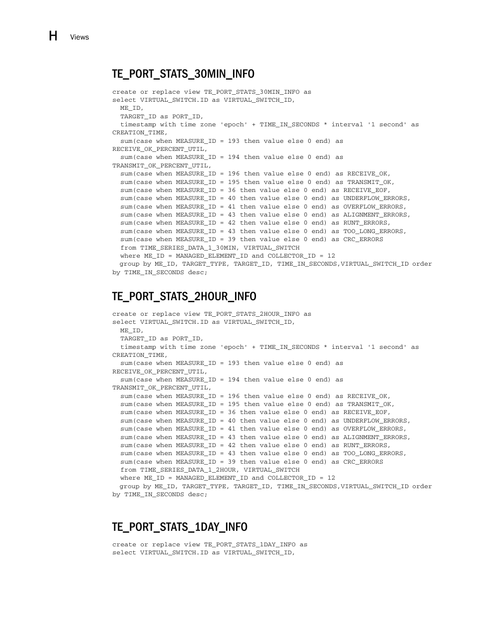 Te_port_stats_30min_info, Te_port_stats_2hour_info, Te_port_stats_1day_info | Brocade Network Advisor SAN User Manual v12.3.0 User Manual | Page 1820 / 1940