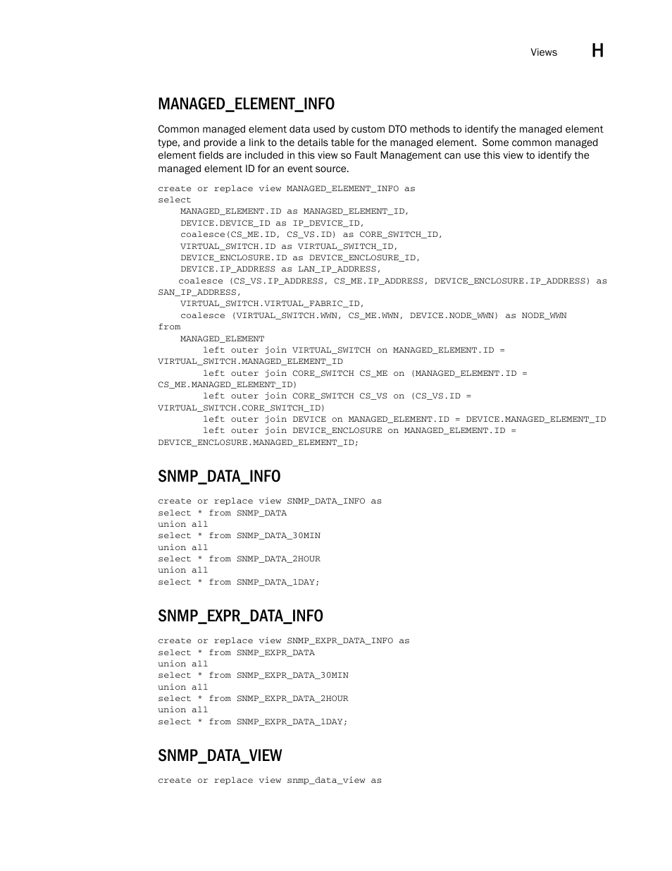 Managed_element_info, Snmp_data_info, Snmp_expr_data_info | Snmp_data_view | Brocade Network Advisor SAN User Manual v12.3.0 User Manual | Page 1911 / 1940