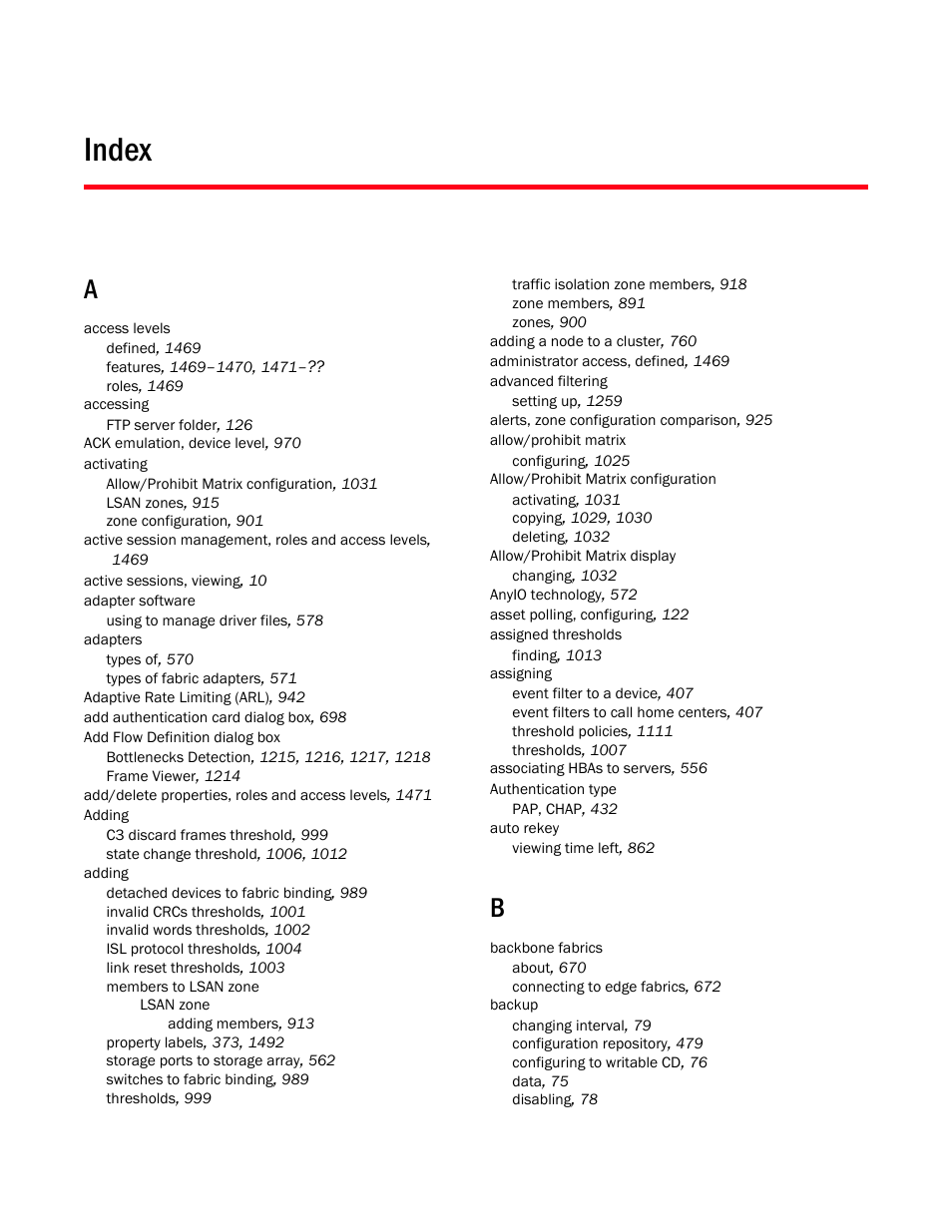 Index | Brocade Network Advisor SAN User Manual v12.3.0 User Manual | Page 1921 / 1940