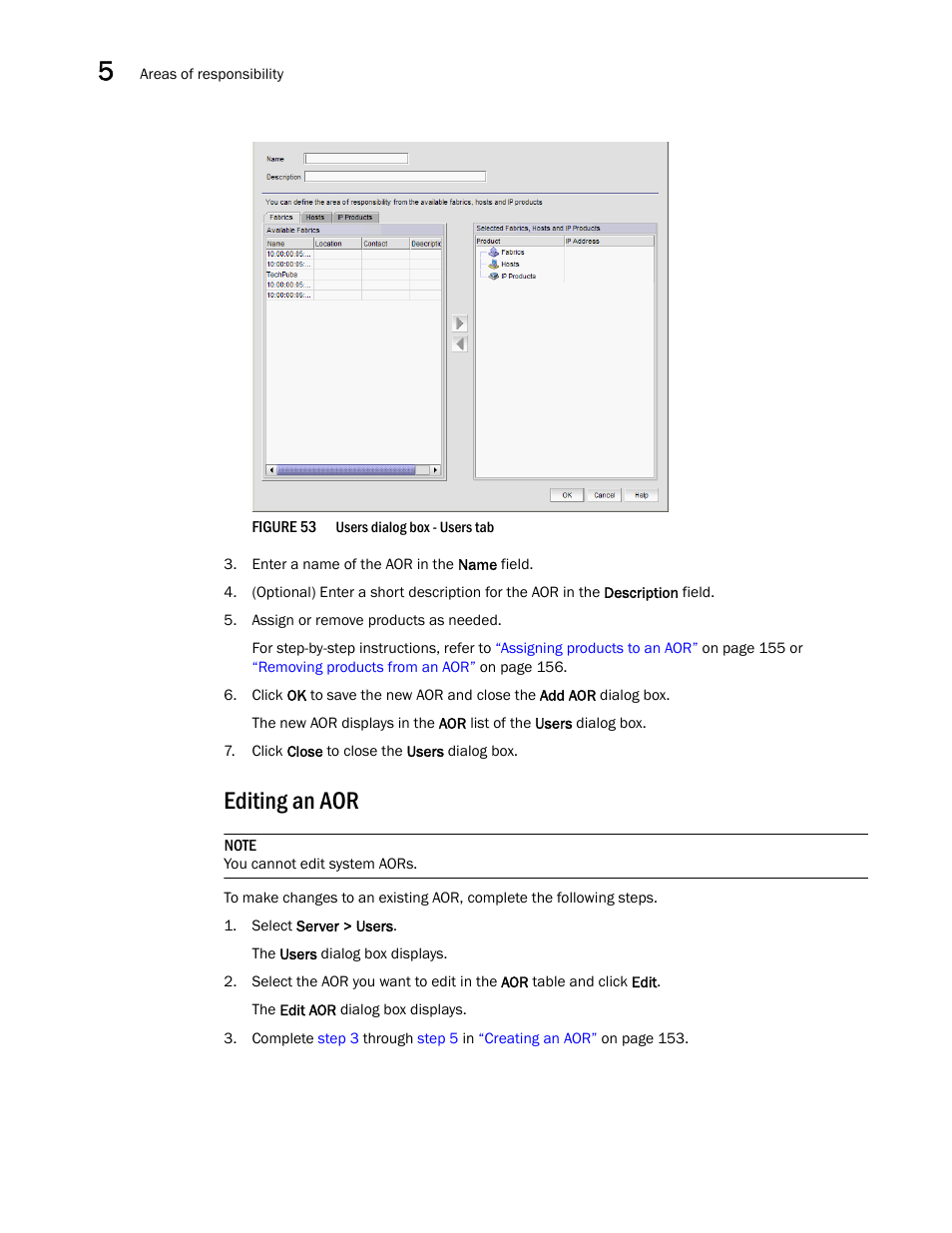 Editing an aor | Brocade Network Advisor SAN User Manual v12.3.0 User Manual | Page 206 / 1940