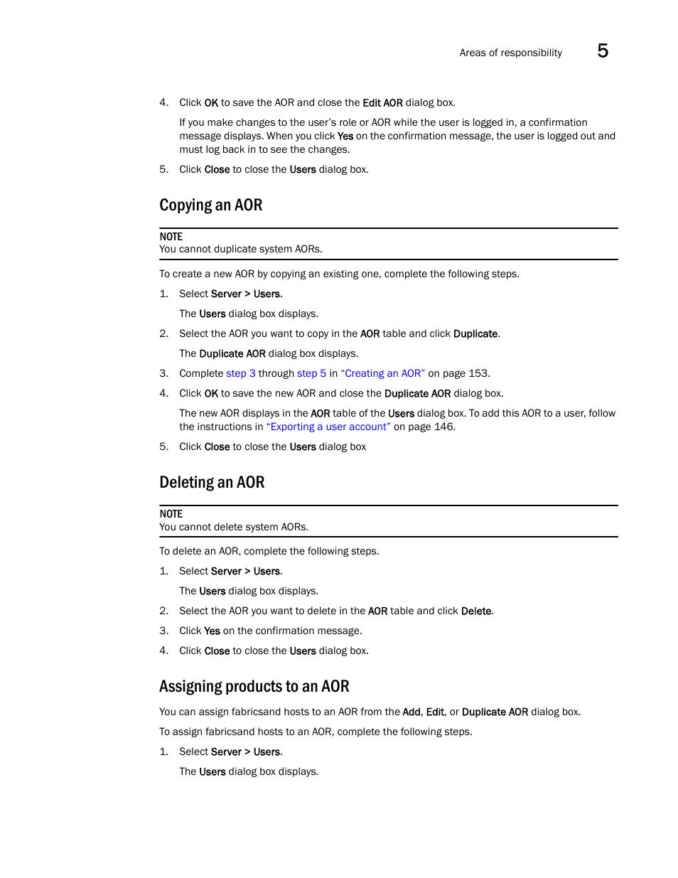 Copying an aor, Deleting an aor, Assigning products to an aor | Brocade Network Advisor SAN User Manual v12.3.0 User Manual | Page 207 / 1940