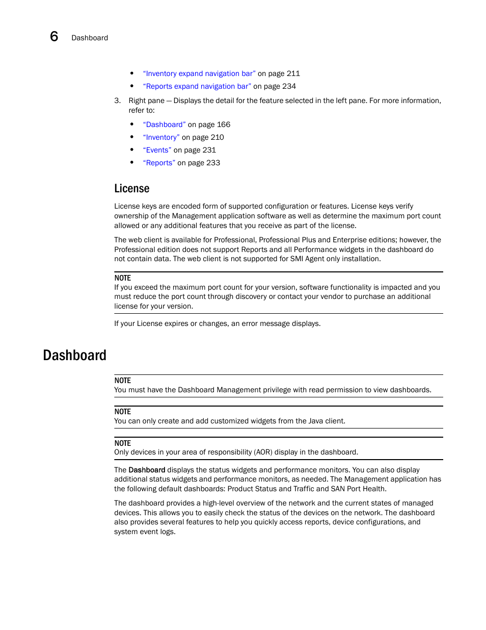 License, Dashboard | Brocade Network Advisor SAN User Manual v12.3.0 User Manual | Page 218 / 1940