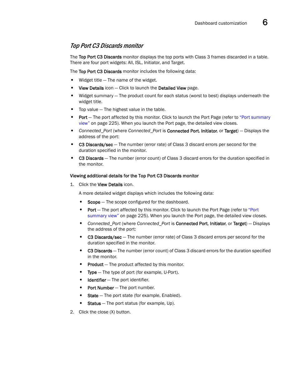Top port c3 discards monitor | Brocade Network Advisor SAN User Manual v12.3.0 User Manual | Page 239 / 1940