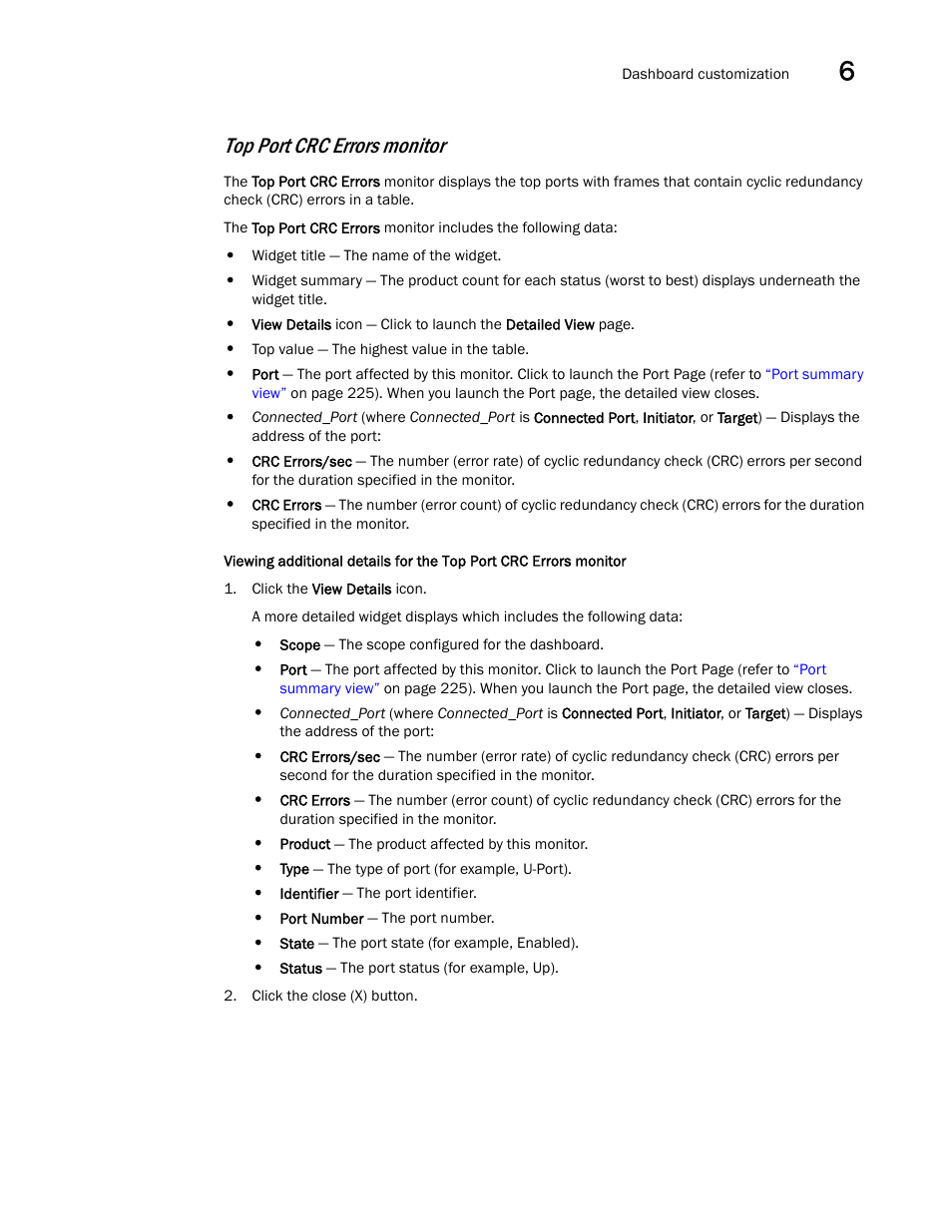 Top port crc errors monitor | Brocade Network Advisor SAN User Manual v12.3.0 User Manual | Page 241 / 1940