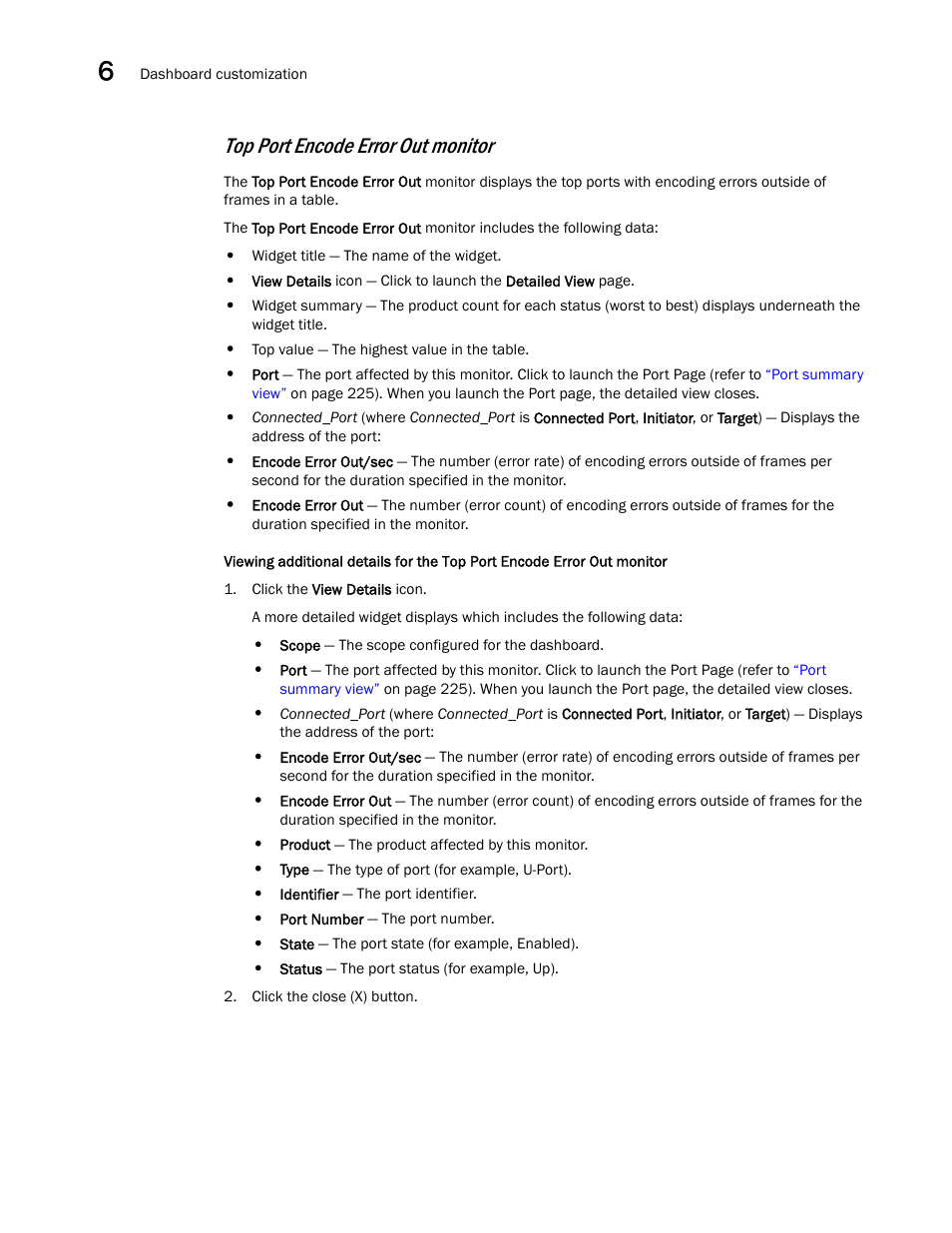 Top port encode error out monitor | Brocade Network Advisor SAN User Manual v12.3.0 User Manual | Page 242 / 1940