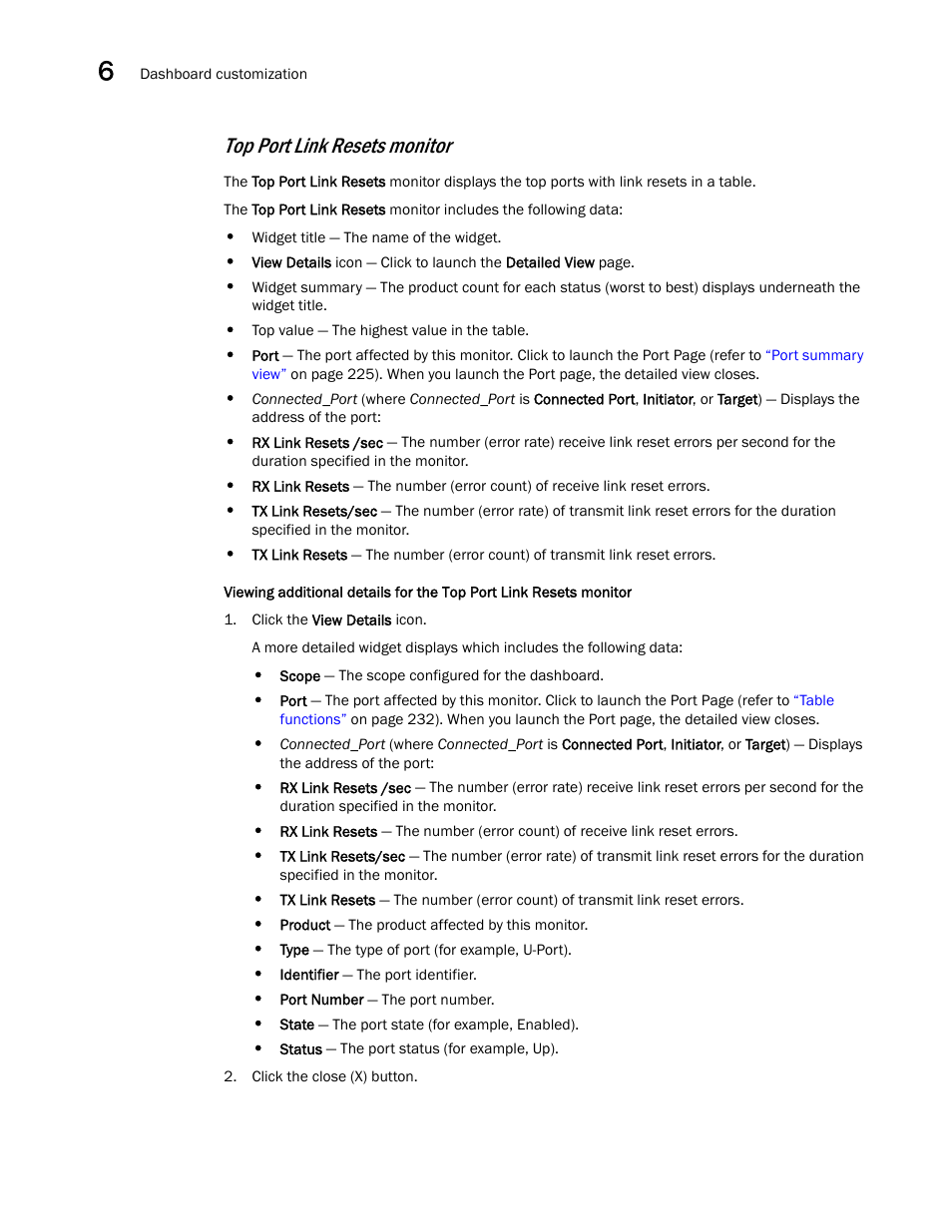 Top port link resets monitor | Brocade Network Advisor SAN User Manual v12.3.0 User Manual | Page 244 / 1940