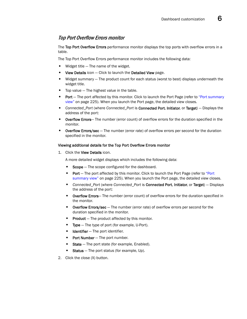 Top port overflow errors monitor | Brocade Network Advisor SAN User Manual v12.3.0 User Manual | Page 245 / 1940