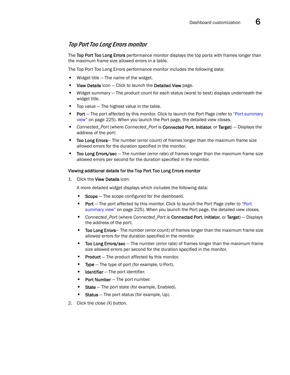 Top port too long errors monitor | Brocade Network Advisor SAN User Manual v12.3.0 User Manual | Page 249 / 1940