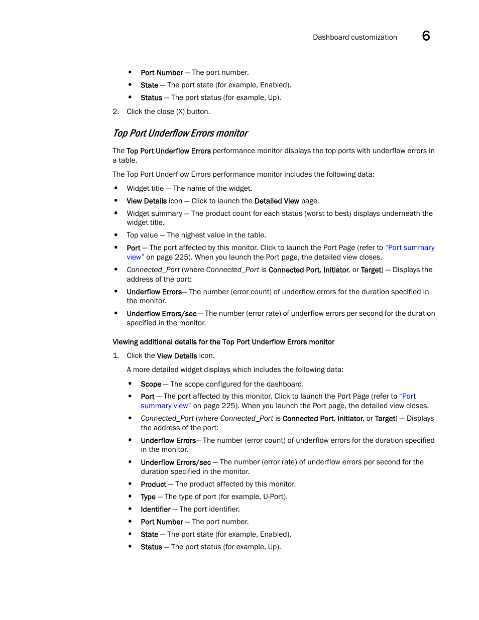 Top port underflow errors monitor | Brocade Network Advisor SAN User Manual v12.3.0 User Manual | Page 251 / 1940