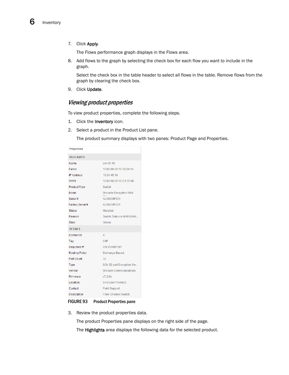 Viewing product properties | Brocade Network Advisor SAN User Manual v12.3.0 User Manual | Page 276 / 1940