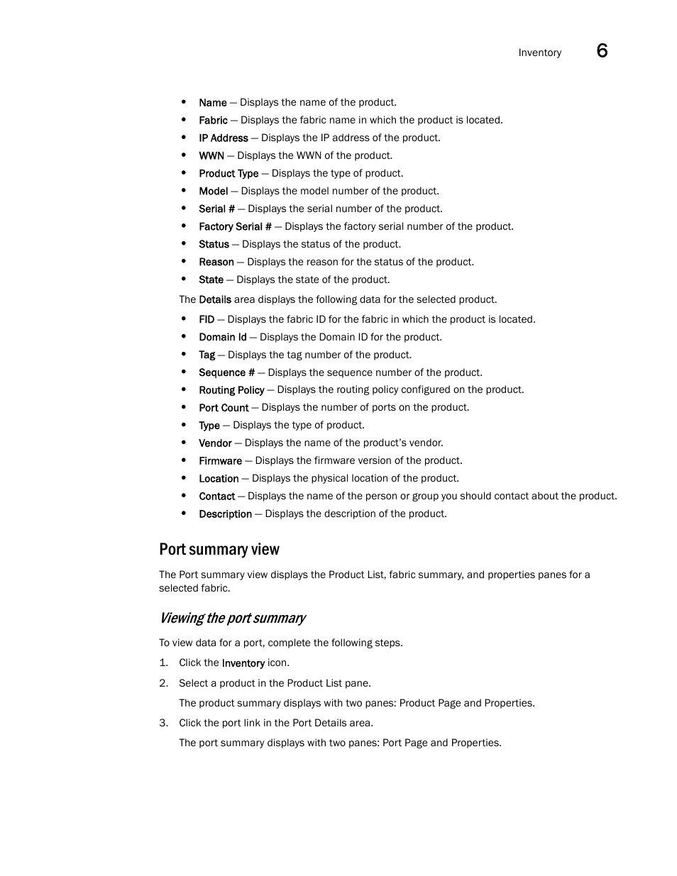 Port summary view, Port summary, View | Port, Summary view, Viewing the port summary | Brocade Network Advisor SAN User Manual v12.3.0 User Manual | Page 277 / 1940