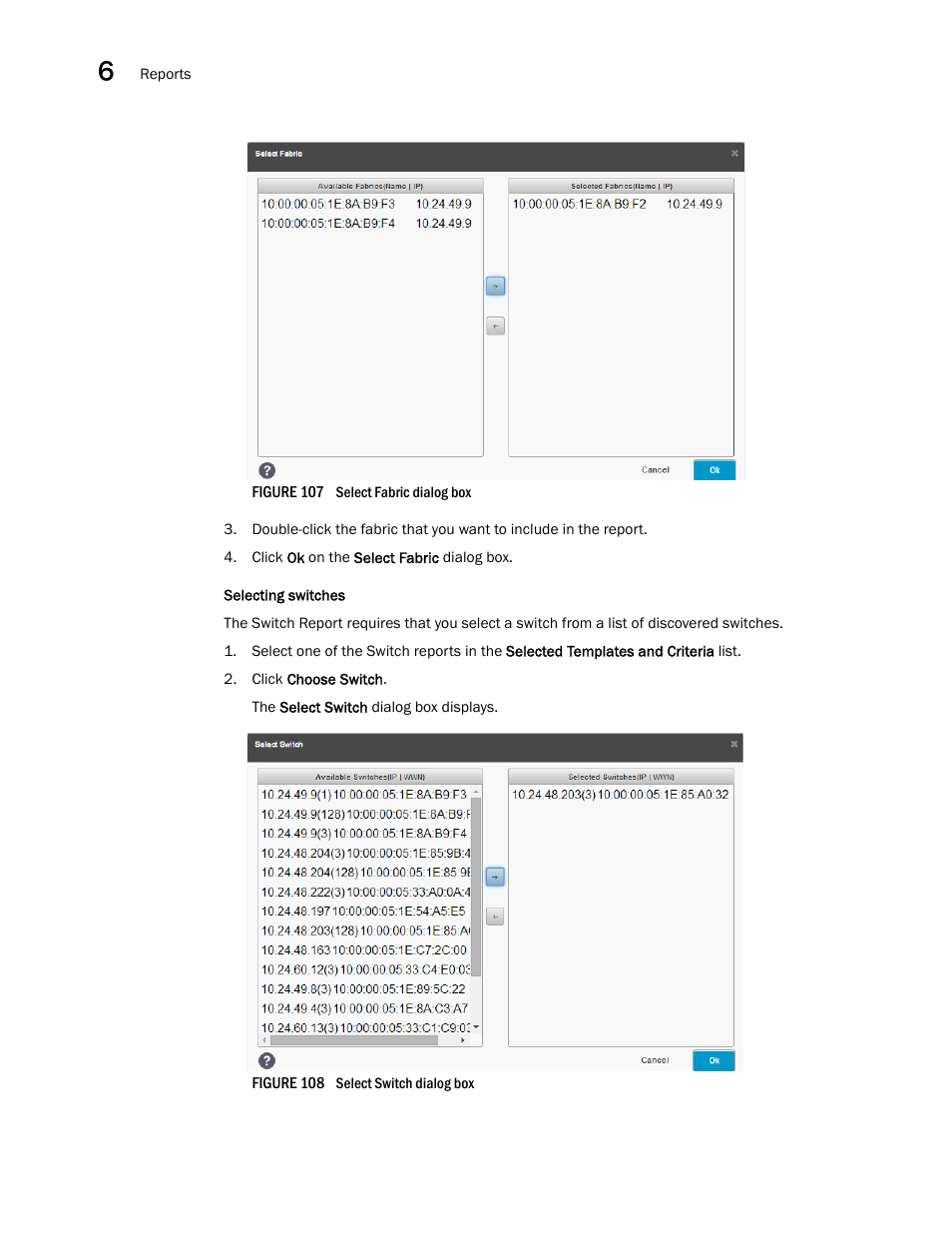 Selecting switches | Brocade Network Advisor SAN User Manual v12.3.0 User Manual | Page 294 / 1940