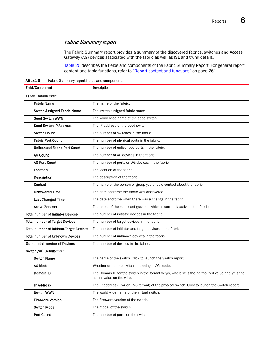 Fabric summary report | Brocade Network Advisor SAN User Manual v12.3.0 User Manual | Page 301 / 1940