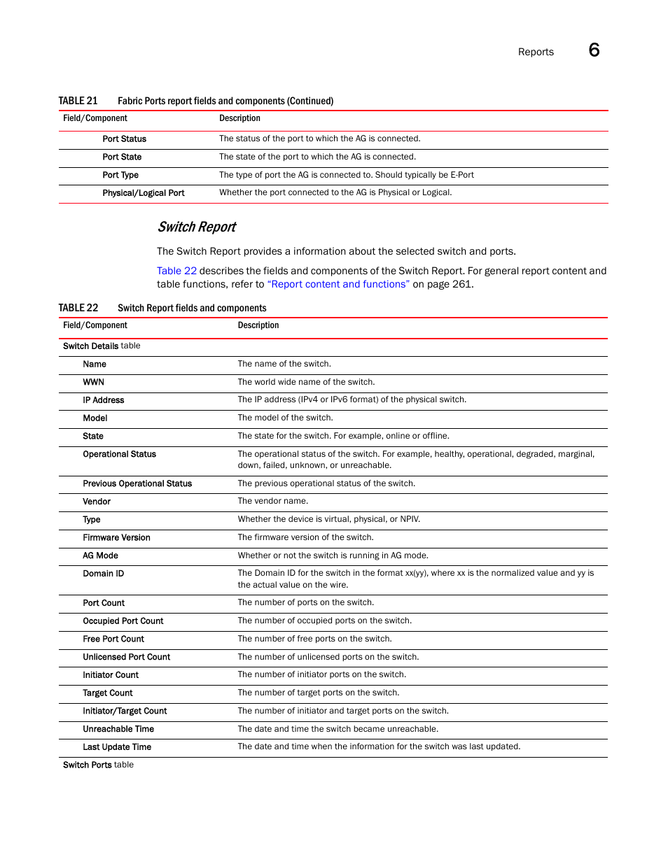 Switch report | Brocade Network Advisor SAN User Manual v12.3.0 User Manual | Page 307 / 1940