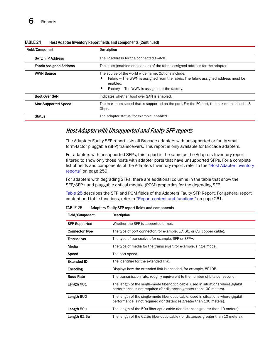 Host, Adapter with unsupported and faulty sfp reports | Brocade Network Advisor SAN User Manual v12.3.0 User Manual | Page 312 / 1940