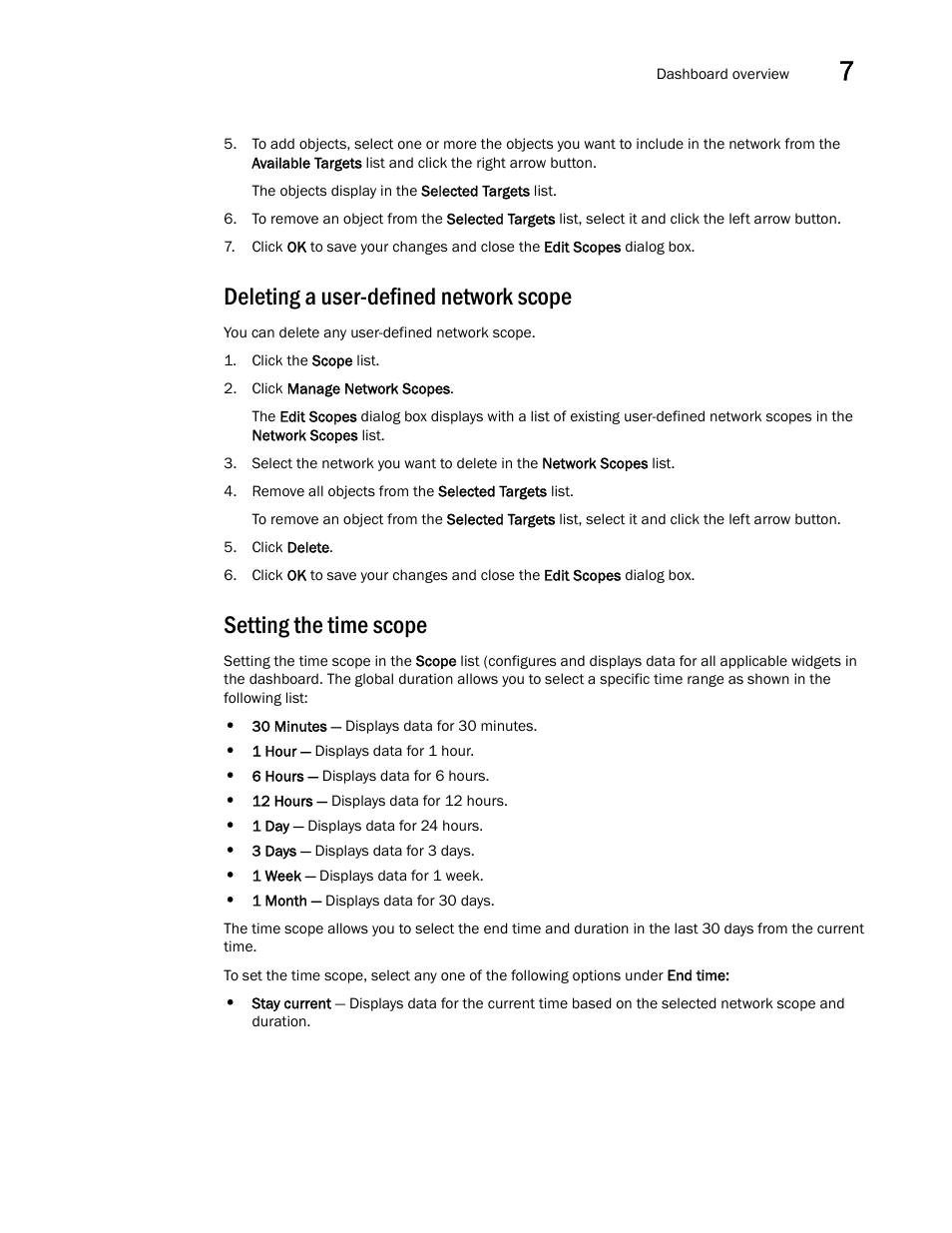 Deleting a user-defined network scope, Setting the time scope | Brocade Network Advisor SAN User Manual v12.3.0 User Manual | Page 329 / 1940