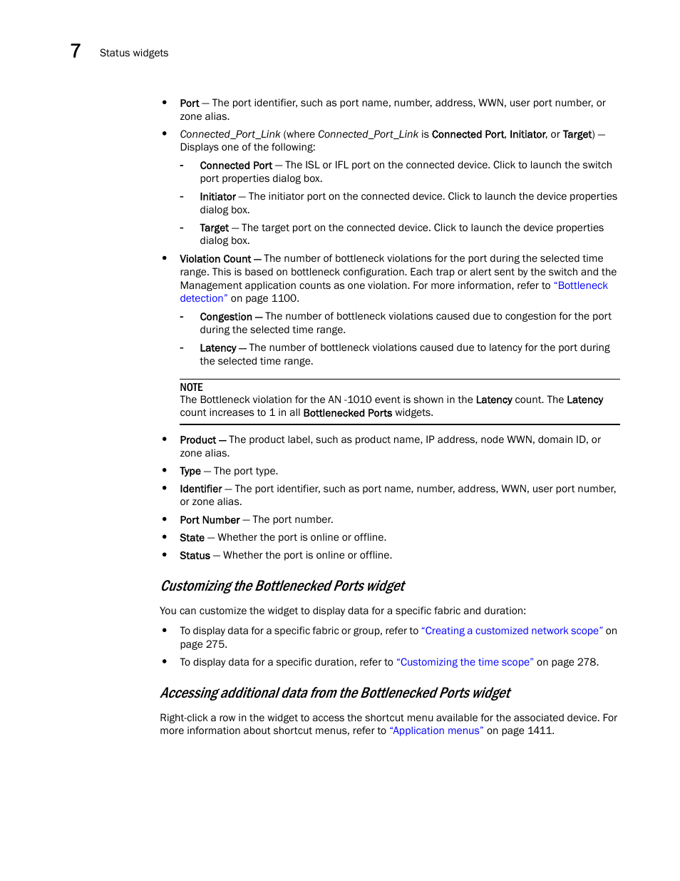 Customizing the bottlenecked ports widget | Brocade Network Advisor SAN User Manual v12.3.0 User Manual | Page 334 / 1940