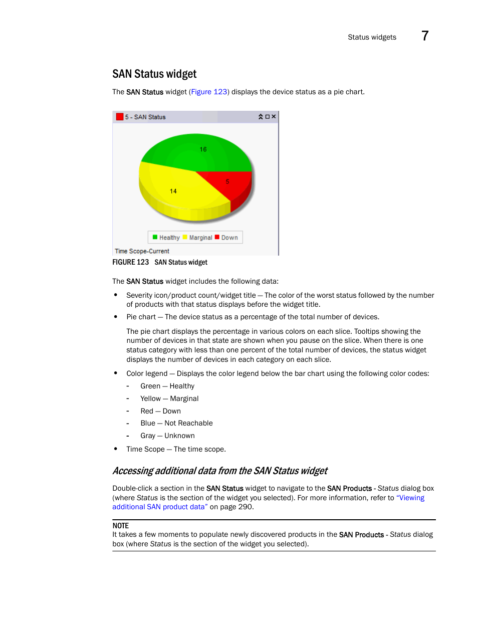 San status widget | Brocade Network Advisor SAN User Manual v12.3.0 User Manual | Page 341 / 1940