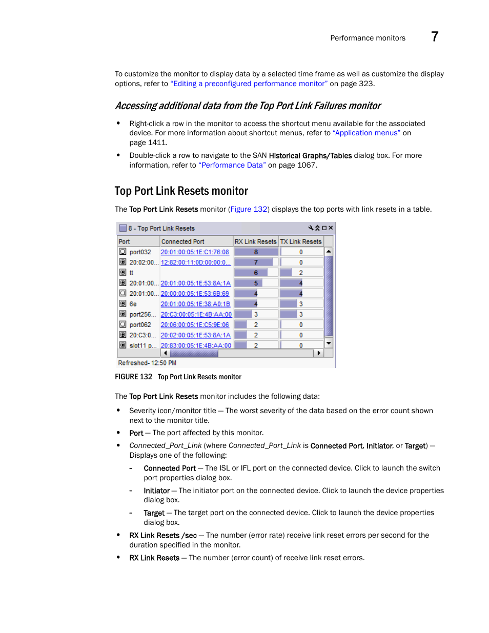 Top port link resets monitor | Brocade Network Advisor SAN User Manual v12.3.0 User Manual | Page 359 / 1940