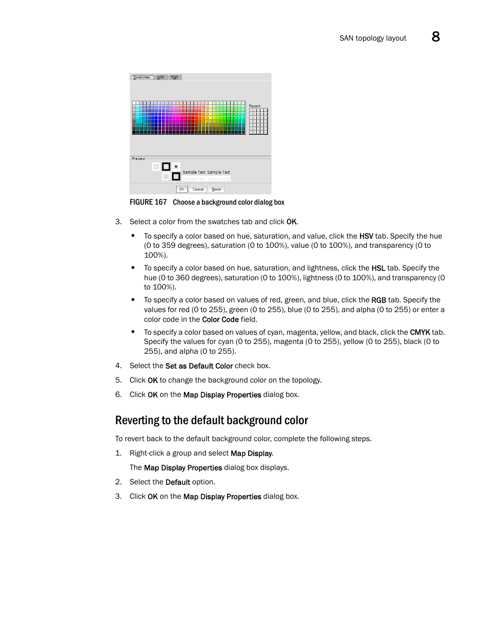 Reverting to the default background color | Brocade Network Advisor SAN User Manual v12.3.0 User Manual | Page 437 / 1940