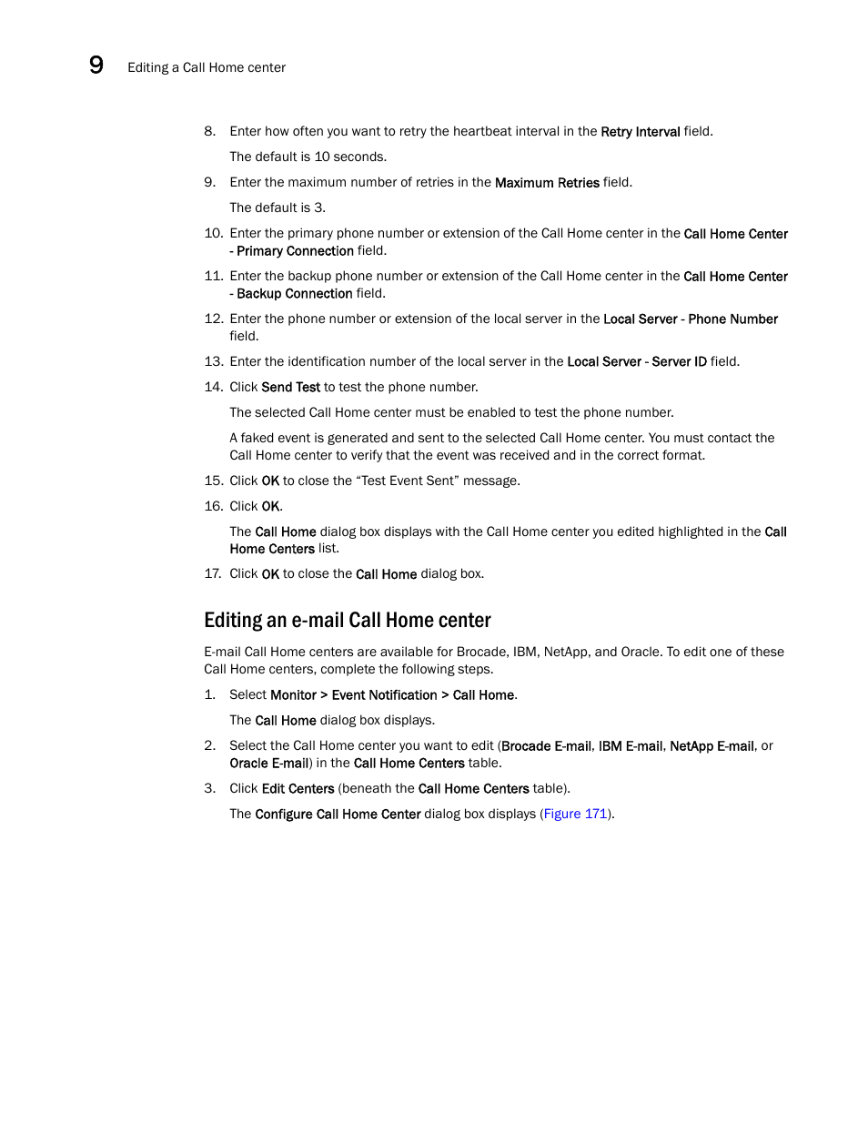 Editing an e-mail call home center | Brocade Network Advisor SAN User Manual v12.3.0 User Manual | Page 448 / 1940